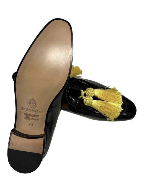 Black and Gold Tassel Loafers - Image 2