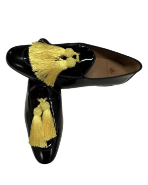 Black and Gold Tassel Loafers
